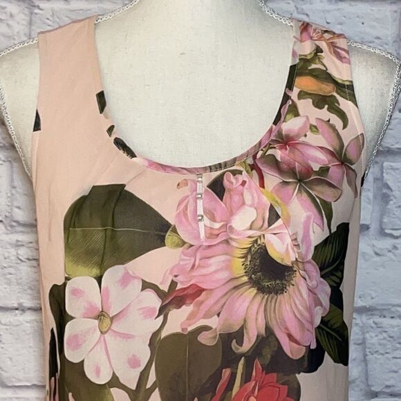 LE Chateau Pearl Embellished Chiffon Floral Print Sleeveless Top Size XXS - Picture 4 of 10